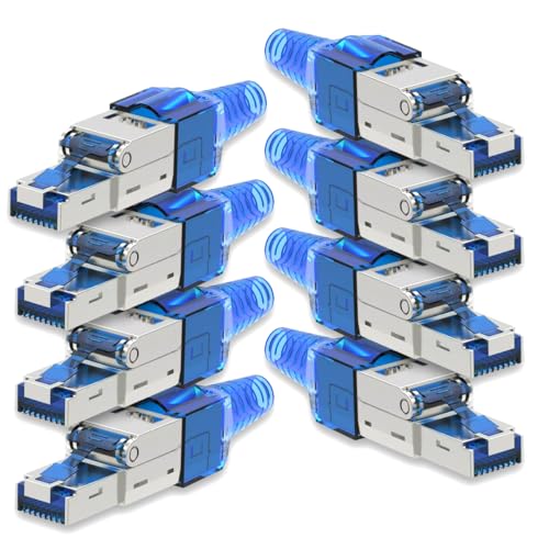 8X Netzwerkstecker CAT 7 Werkzeuglos RJ45 Netzwerk Stecker für Verlegekabel Patchkabel Netzwerkkabel aus Metall ohne Werkzeug werkzeugfrei von NAUCI