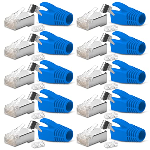 10x Netzwerkstecker Netzwerk Stecker CAT7 CAT6 CAT6A RJ45 DSL vergoldete Kontakte LAN Knickschutz von NAUCI