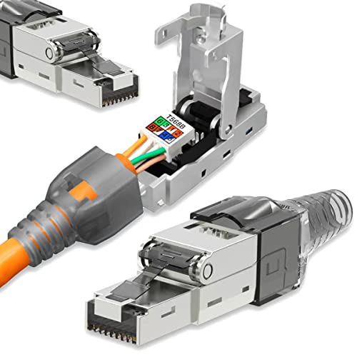 Netzwerk Stecker RJ45 Cat7 LAN Netzwerkstecker Grau Werkzeuglos geschirmt Metall Neu ohne Werkzeug werkzeugfrei Verlegekabel Patchkabel Netzwerkkabel, Menge:4 Stück, Auswahl:Stecker CAT7 Grau von Nauci