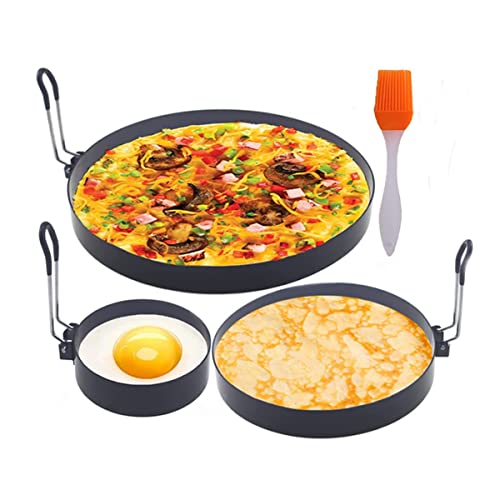 Naugan Antihaftbeschichtete Eierringe, 10,2 cm, 15,2 cm, 20,3 cm, Pfannkuchenringe, Spiegelei-Pochier-Ei-Form mit Ölpinsel für Ei, Omelett, Muffin Naugan Antihaftbeschichtete Eierringe, 10,2 cm, 15,2 cm, 20,3 cm, Pfannkuchenringe, Spiegelei-Pochier-Ei-Form mit Ölpinsel für Ei, Omelett, Muffin von Naugan
