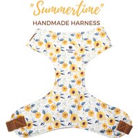 Sonnenblumen Brustgeschirr | Gelbe Blumen Metallteile Handgefertigtes Verstellbares Welpengeschirr Sommerzeit von Naughtypawscollar