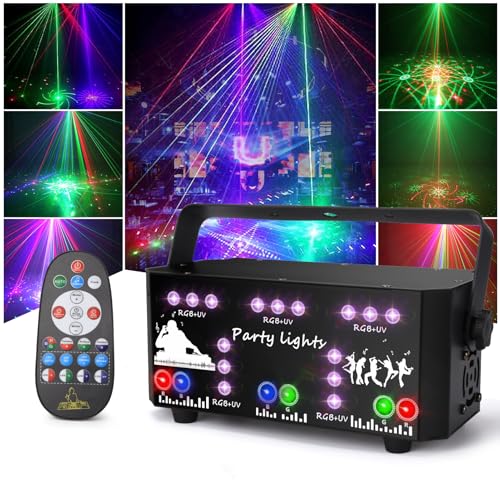 Discolicht Partylicht, 21 Augen Bühnenlicht Musikgesteuert DJ Disco Licht mit DMX 512, Stroboskop Lichteffekte Partylicht Mit Fernbedienung für Familie Die Party Fest Der Klub Geburtstag Hochzeit von Nauotk