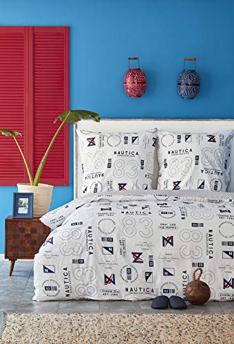 Nautica Home Discovery Bettwäsche Set 100% Baumwolle 155x220 Bettbezug + 80x80 Kissenbezug von Nautica