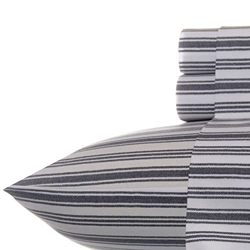 Nautica, Bettwäsche-Set für Doppelbett, Baumwoll-Perkal-Bettwäsche-Set, lässige Heimdekoration, Schlafsaal-Essentials (Coleridge-Streifen Holzkohle, Twin) von Nautica