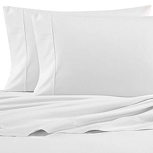 Nautica - Bettlaken für Doppelbetten, Baumwoll-Perkal-Bettwäsche, Schlafsaal-Essentials (Solid White, Twin) von Nautica