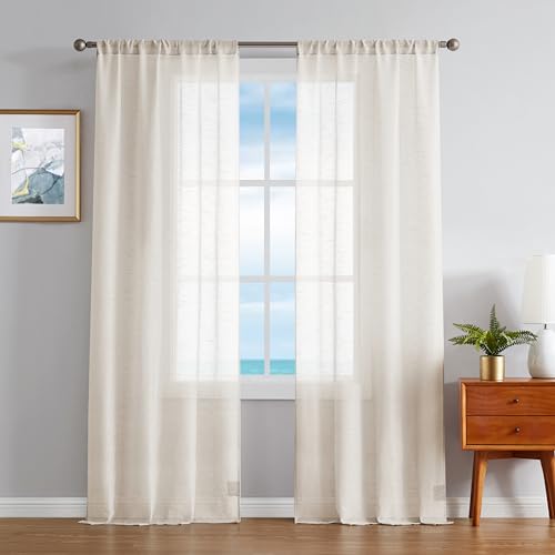 Nautica Classics Fenstervorhänge, leichte Vorhänge, 2er-Set, durchsichtig, 96,5 x 213,4 cm, Taupe von Nautica