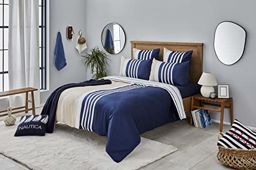 Nautica Home APORT BETTWÄSCHE Set Satin 100% Baumwolle Wendebettwäsche Reißverschluss YKK 135X200 cm Bettbezug + 80X80 cm Kissenbezug von Nautica