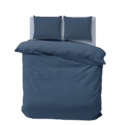 NAUTICA Home Solid Twinforce Indigo- BETTWÄSCHE Set -200X200 Bettbezug 2+80X80 Kissenbezug von NAUTICA