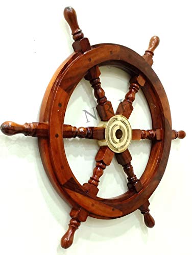 Schiffsrad aus Holz, nautisches Vintage-Stil von Nautical Replica Hub