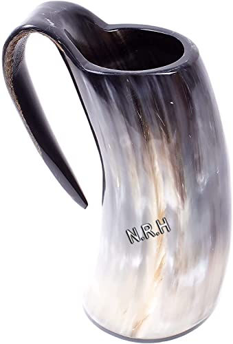 Wikinger Trinkhorn Becher Mittelalter Stil Echtes Ochsenhorn Becher Kunsthandwerker Bierkrug für Ale Beer Mug Game of Thrones Merchandise Handarbeit von Nautical Replica Hub