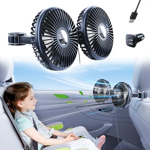 Nauttxon USB Ventilator Auto für Rücksitz [+Autoladegerät] 360° Drehbarer USB Ventilator für rückwärtsgerichtete Babyschale - 3 Separat Regelbare Stufen für SUV/Wohnmobile （USB） von Nauttxon