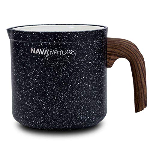 NAVA Milchtopf 1 L | Stielkasserolle mit Granitbeschichtung Nature zum Aufkochen von Milch | Schmelzen von Schokolade von NAVA