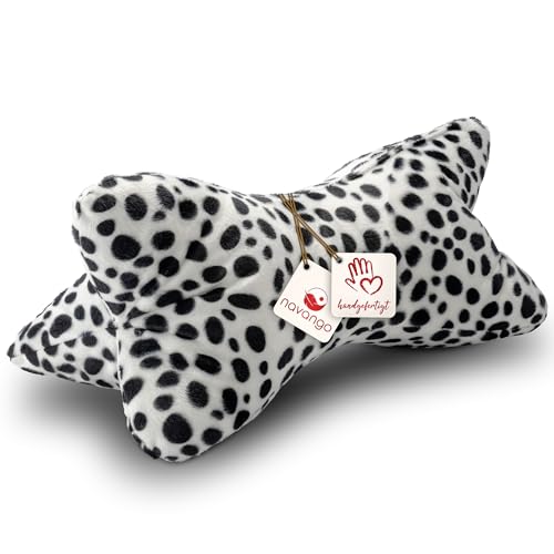 Navango® Leseknochen mit Tiermuster in Dalmatiner Optik | Buchstütze mit kuschelweichem Bezug | ca. 40 x 18 cm | Nackenkissen bei 30° Waschbar | Universelles Buch Kissen | Nackenrolle Tablet von Navango