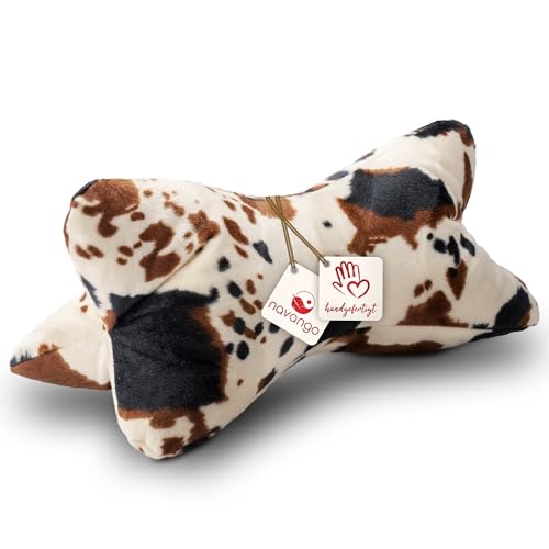 Navango® Leseknochen mit Tiermuster in Kuh Optik | Buchstütze mit kuschelweichem Bezug | ca. 40 x 18 cm | Nackenkissen bei 30° Waschbar | Universelles Buch Kissen | Nackenrolle Tablet Stütze von Navango