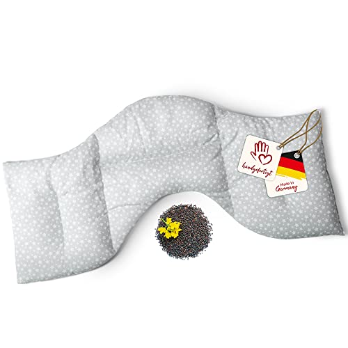 Navango Schulterkissen | Körnerkissen für Mikrowelle & Backofen geeignet | Hellgrau | Mit Rapsfüllung handgefertigt in Deutschland | ca. 50 x 25 cm | 4 Kammern | OEKO-Tex Baumwolle, 1.0 stück von Navango