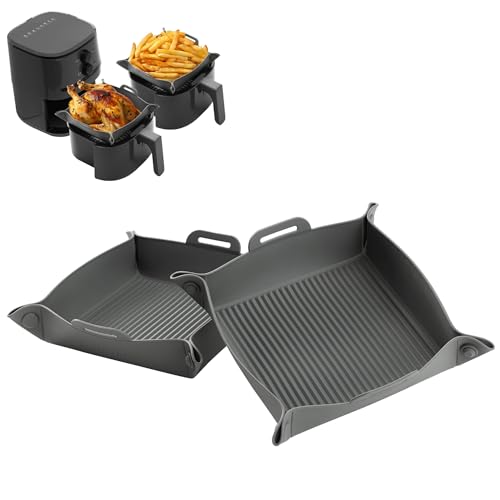 2 in 1 Silicone Air Fryer Liner and Oven Mat, 2pcs, Grey von Navaris