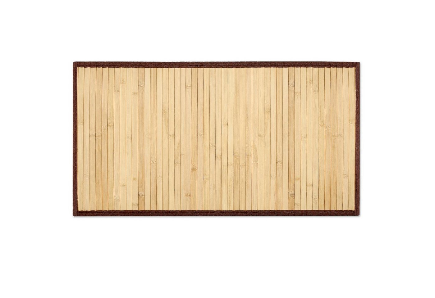 Badematte Badvorleger Bambus mit Stoffrahmen - 80x43cm Navaris, Höhe 52,00 mm, Bambus von Navaris