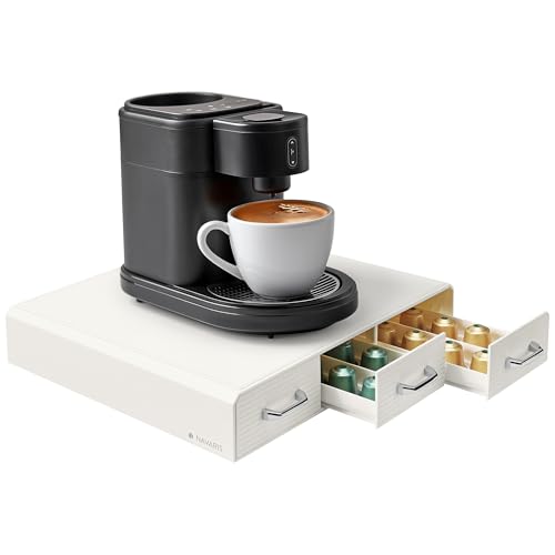 Coffee capsule triple drawer Cream von Navaris