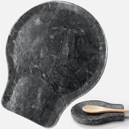 Marble Spoon Rest, 2pcs set, charcoal black von Navaris