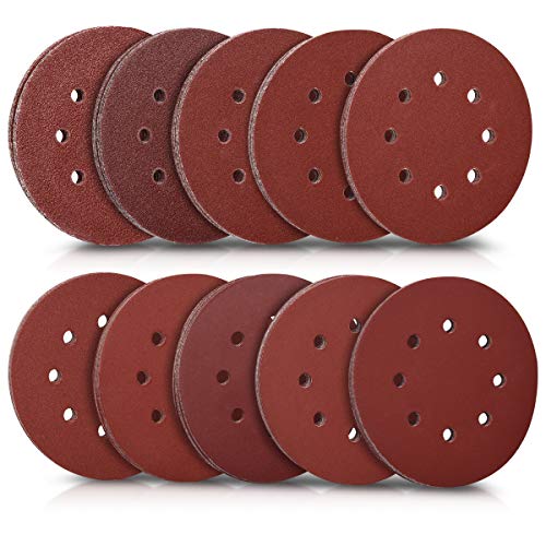 Navaris 100x Klett Schleifpapier rund für Exzenterschleifer - 40-400 Körnung ø 125mm Schleifscheiben Set für Holz Holzwerkstoffe Spanplatte Metall von Navaris
