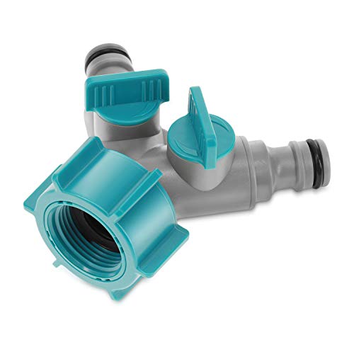 Navaris 2-Wege-Verteiler mit Absperrventil - 2x 1/2" Quick Connector 1x 3/4" Gewinde - Doppel Hahn Anschluss für Gartenschlauch Wasserschlauch - regulierbar von Navaris