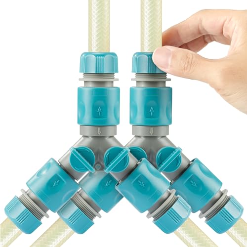 Navaris 2X 2-Wege-Verteiler mit Absperrventil - Doppel Anschluss Gartenschlauch Set - 2er Set zweiseitiger Schlauch Adapter mit 1/2" Quick Connector - regulierbar von Navaris