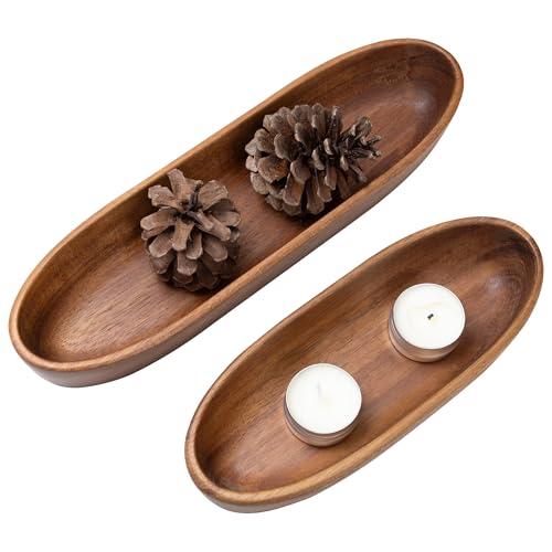 Navaris 2er Set Holzschale - 2x Dekoschale aus Akazienholz - 2er Pack Schlüssel Schale länglich - Deko Schale Holzschüssel Set klein - Holz Schüssel Set - kleine Schalen Navaris 2er Set Holzschale - 2x Dekoschale aus Akazienholz - 2er Pack Schlüssel Schale länglich - Deko Schale Holzschüssel Set klein - Holz Schüssel Set - kleine Schalen von Navaris
