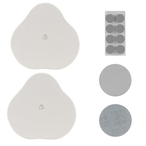 Navaris 2er Set Kieselgur Stein Untersetzer klein - Diatomaceous Tray Wasser absorbierend - Steinmatte für Badezimmer - Bad Unterlage - Weiß von Navaris