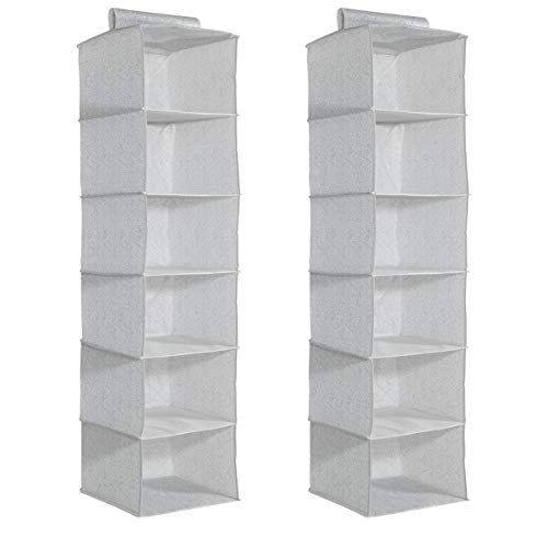 Navaris 2er Set Stoffregal Kleiderschrank Organizer - 2X 6 Fächer Hängeregal aus Stoff für Kleiderschrank - 30x30x126cm Hängeaufbewahrung in Grau Navaris 2er Set Stoffregal Kleiderschrank Organizer - 2X 6 Fächer Hängeregal aus Stoff für Kleiderschrank - 30x30x126cm Hängeaufbewahrung in Grau von Navaris