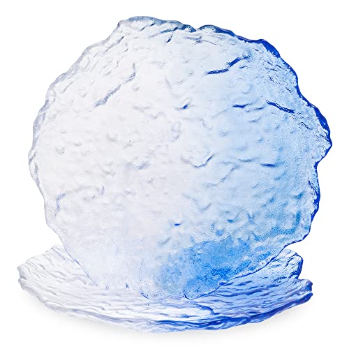 Navaris 2er Set Teller Set aus Glas - Glas Geschirr Platzteller Set - 2X Dessertteller Kuchenteller - Dessert Glasteller für Kuchen oder Nachtisch - Ozeanblau von Navaris