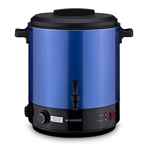 Navaris Glühweinkocher Einkochautomat - 27L Einkochtopf zum Einkochen - Glühweintopf Punschkocher mit Timer - Einmachtopf Einkocher Einweckautomat - Mit Zapfhahn - Blau von Navaris