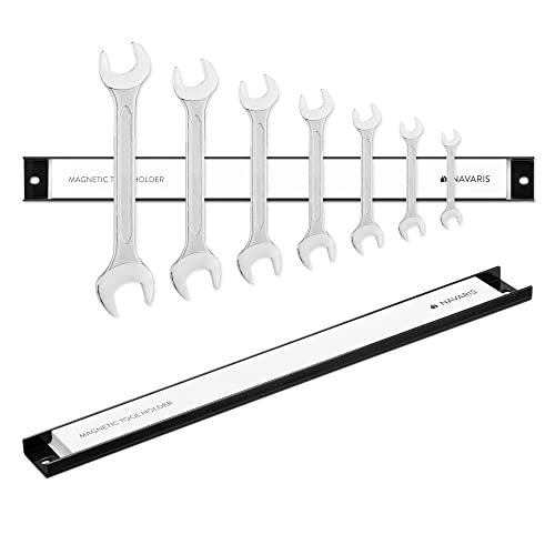 Navaris 2x Werkzeug Magnetleiste 45,7cm lang - Werkzeughalter Magnetband Wand Leiste Magnethalter - Werkzeughalterungen für Werkstatt - 15kg Traglast von Navaris