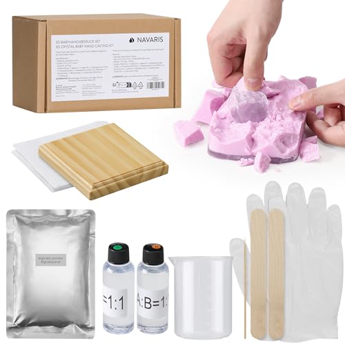 Navaris 3D Handabdruck Set Baby - Hand Abdruck Set für Kinder - Halte unvergessliche Momente fest - Abdruckset inklusive Werkzeuge und Materialien - transparent von Navaris