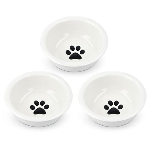 Navaris 3X Fressnapf aus Keramik Futterstation Set - Katzennapf Hundenapf 3 Stück - Futternapf Katze Hund - Napf in Schwarz Weiß von Navaris