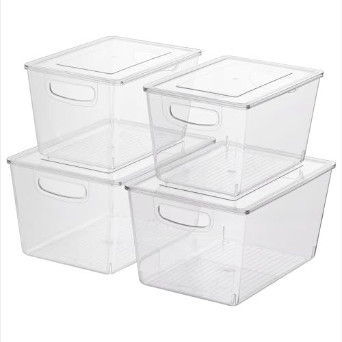 Navaris 4er Set Kühlschrank Organizer aus Kunststoff - 4x Aufbewahrungsbox für den Kühlschrank - Kühlschrankboxen Set - Fridge Organiser Set - Transparent Navaris 4er Set Kühlschrank Organizer aus Kunststoff - 4x Aufbewahrungsbox für den Kühlschrank - Kühlschrankboxen Set - Fridge Organiser Set - Transparent von Navaris