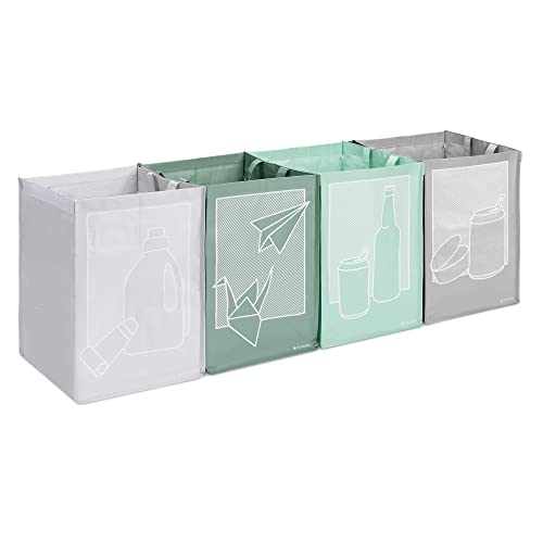 Navaris 4er Set Recycling Taschen für Glas Plastik Metall und Papier - 4fach Mülleimer Müllsortierer - Mülltrennsystem Behälter für Mülltrennung - bunt von Navaris