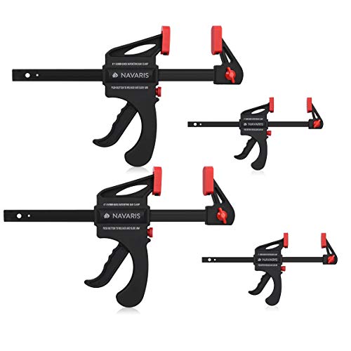 Navaris 4x Einhandzwingen Spanner Set - Spannweite: 10-15cm Spannkraft: 20-60kg - Einhandzwinge Schraubzwinge Set - 2x klein 2x medium Schraubzwingen von Navaris