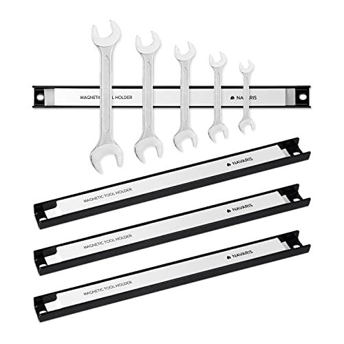 Navaris Magnetleiste Werkzeughalter Wand - Ca. 30 cm langer Magnethalter - Magnetleiste Werkzeug - Magnetschiene Werkzeug Wandhalterung - Magnet Leiste - Werkzeug Halterung Wand von Navaris