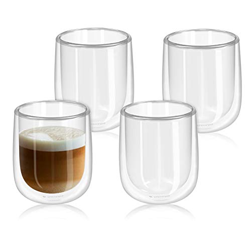 Navaris 4X doppelwandige Gläser 350ml - Thermogläser für Cappuccino Latte Macchiato Tee Wasser Cola Cocktails - 4er Set Kaffeegläser Borosilikat von Navaris