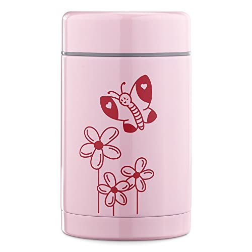 Navaris 500ml Thermobehälter für Babybrei - Edelstahl Thermobecher für Essen Snacks - Thermo Behälter Isolierbehälter auslaufsicher - rosa von Navaris