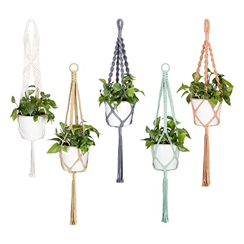 Navaris 5X Makramee Pflanzenaufhänger Halterung - ca. 100cm lang - Pflanzen Blumentopf Makramee Deko Hängeampel Blumenampel - in versch. Farben Navaris 5X Makramee Pflanzenaufhänger Halterung - ca. 100cm lang - Pflanzen Blumentopf Makramee Deko Hängeampel Blumenampel - in versch. Farben von Navaris