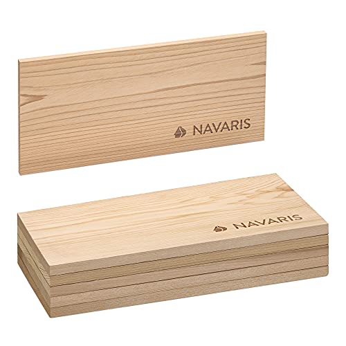 Navaris 6X Zedernholz Grillbretter zum Grillen - 30 x 15cm - Grill Zedernholzbrett Set - BBQ Grillbrett Holzbrett Planke für Fisch Fleisch Gemüse von Navaris