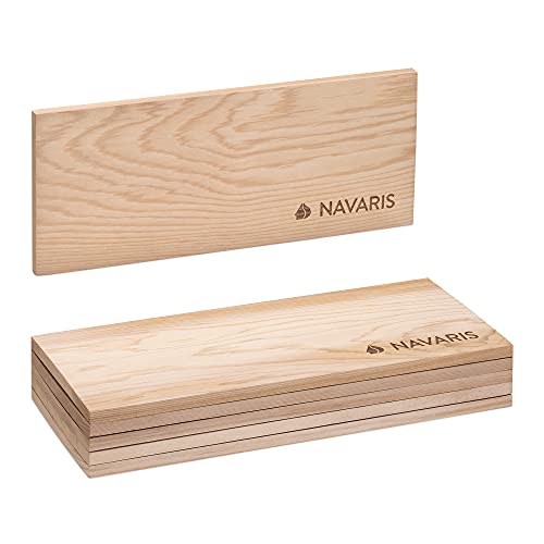 Navaris 6X Zedernholz Grillbretter zum Grillen - 35 x 14cm - Grill Zedernholzbrett Set - BBQ Grillbrett Holzbrett Planke für Fisch Fleisch Gemüse von Navaris