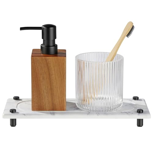 Navaris Ablage für Spülutensilien aus Kieselgur - Sink Organizer schnelltrocknend - Schwammhalter Küche Seifenablage Bad - Design Spülorganizer - Weiß marmoriert von Navaris