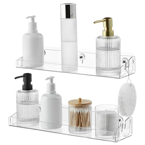 Navaris Acryl Schweberegal - 2X Regale - Badezimmer Regal ohne Bohren - Wandregale mit abnehmbaren Seiten - Wandregal Küche - Kleines Regal Badezimmer - Schwebendes Regal klein Navaris Acryl Schweberegal - 2X Regale - Badezimmer Regal ohne Bohren - Wandregale mit abnehmbaren Seiten - Wandregal Küche - Kleines Regal Badezimmer - Schwebendes Regal klein von Navaris