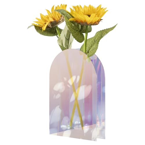 Navaris Acryl Vase schillernd - transparente Blumenvase aus Acrylglas - Deko für Wohnzimmer Schlafzimmer Büro - für Blumen und Trockenblumen von Navaris
