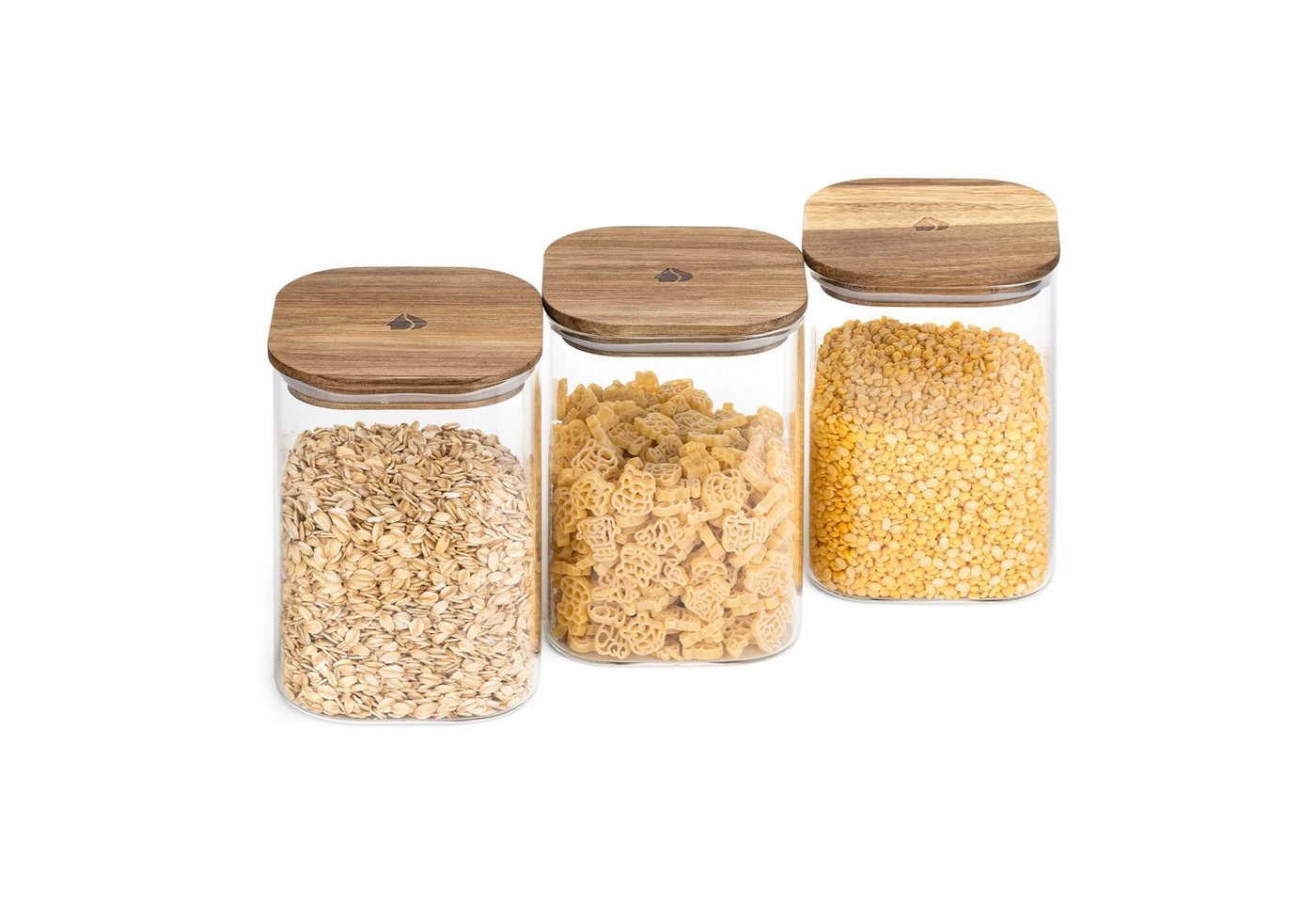 Navaris Aufbewahrungsbox Vorratsgläser Holzdeckel - Set 3-teilig - 1000ml - luftdicht (3 St) von Navaris