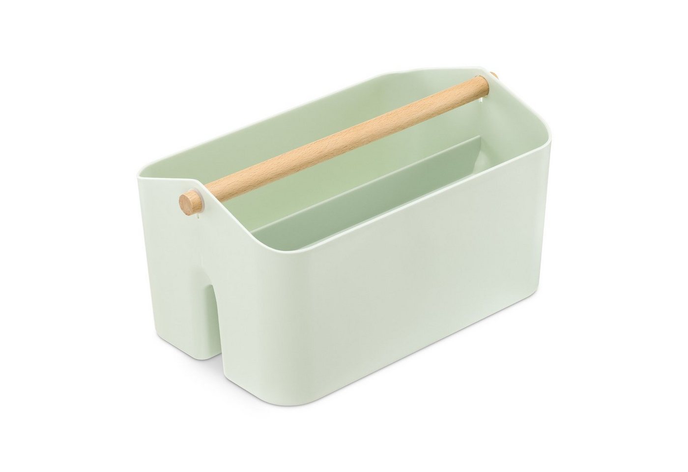 Navaris Aufbewahrungsbox Aufbewahrungsbox Holzgriff - 2 Fächer Organizer - tragbar - mintgrün (1 St) von Navaris
