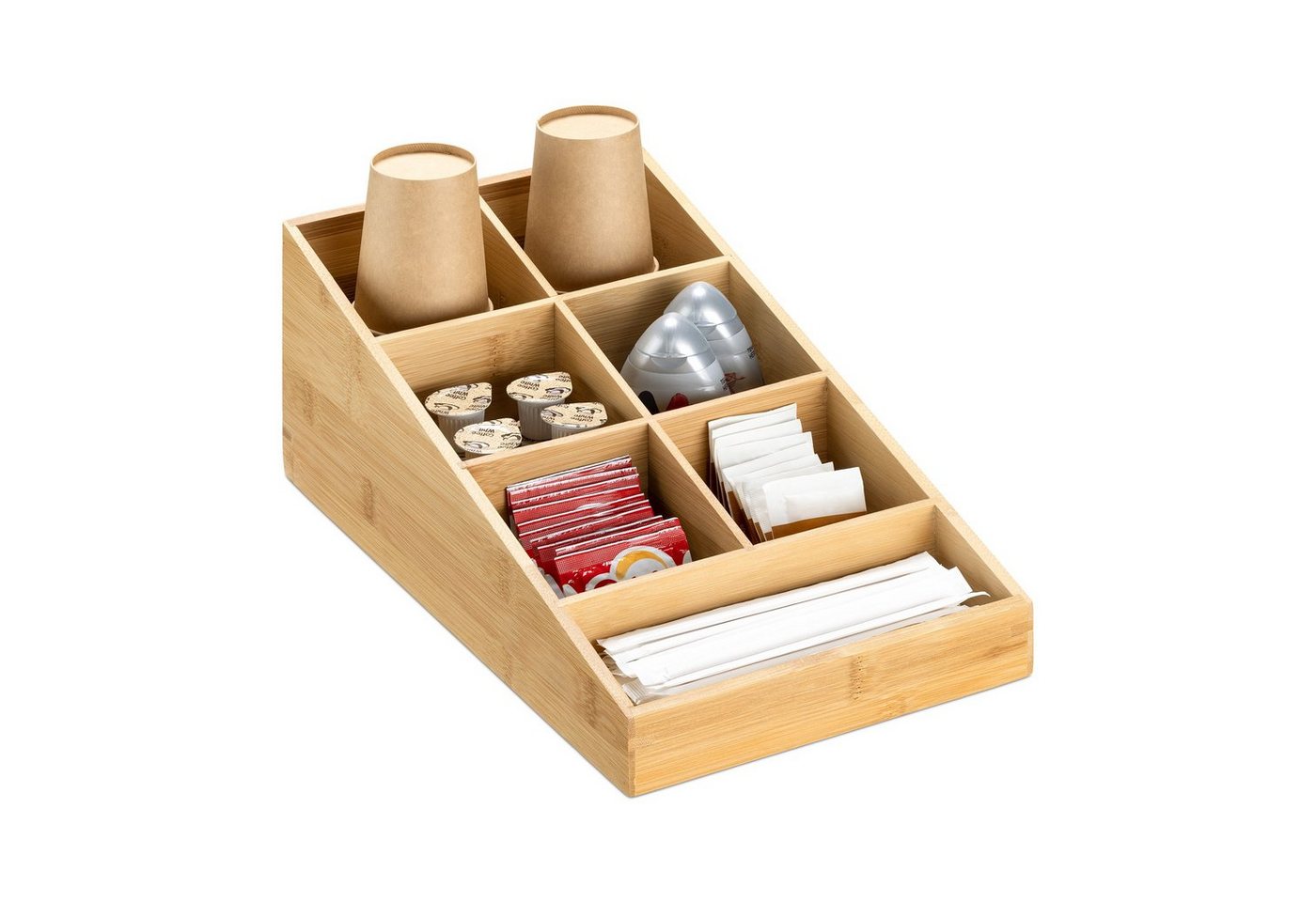 Navaris Aufbewahrungsbox Kaffee-Spender Organizer - Bambus Kaffeestation 7 Fächer (1 St) von Navaris