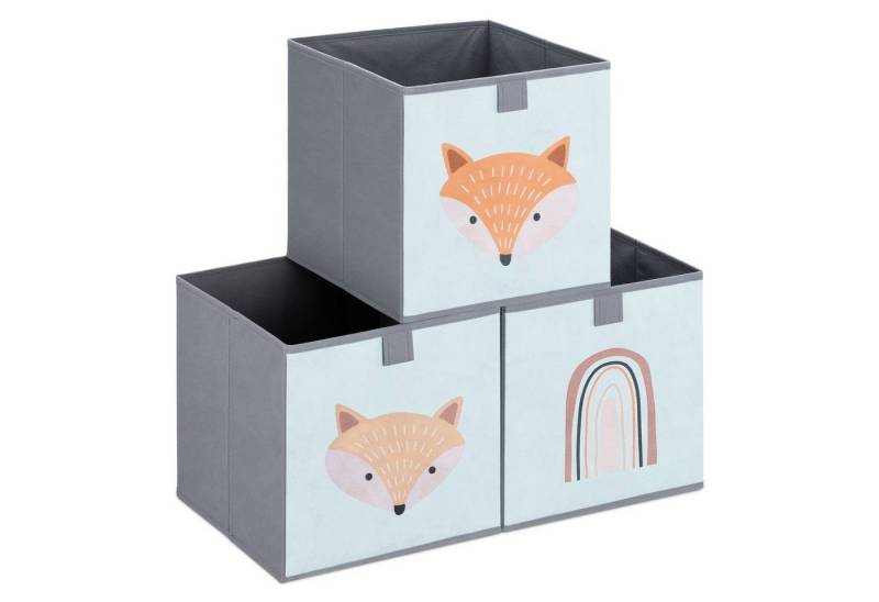 Navaris Auflagenbox Kinder Aufbewahrungsbox 3er Set Aufbewahrung 28x28x28cm Spielzeugkiste (3 St), 3x Spielzeug Box faltbar für Kinderzimmer Kisten mit Griff Toy Box Set von Navaris